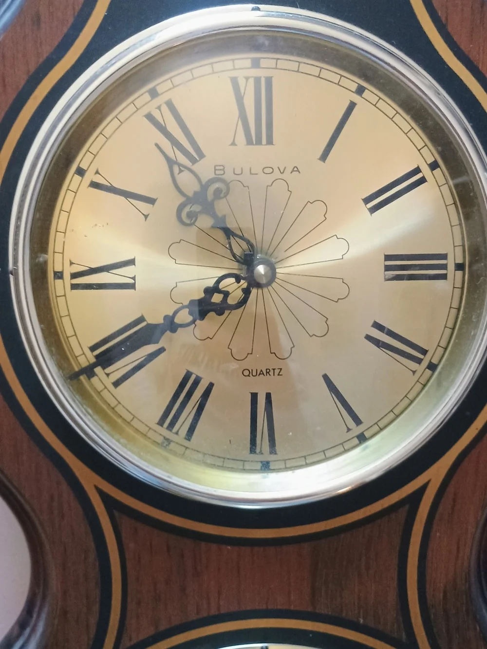 Bulova Gold & Wood Tone Wall Clock and Barometer